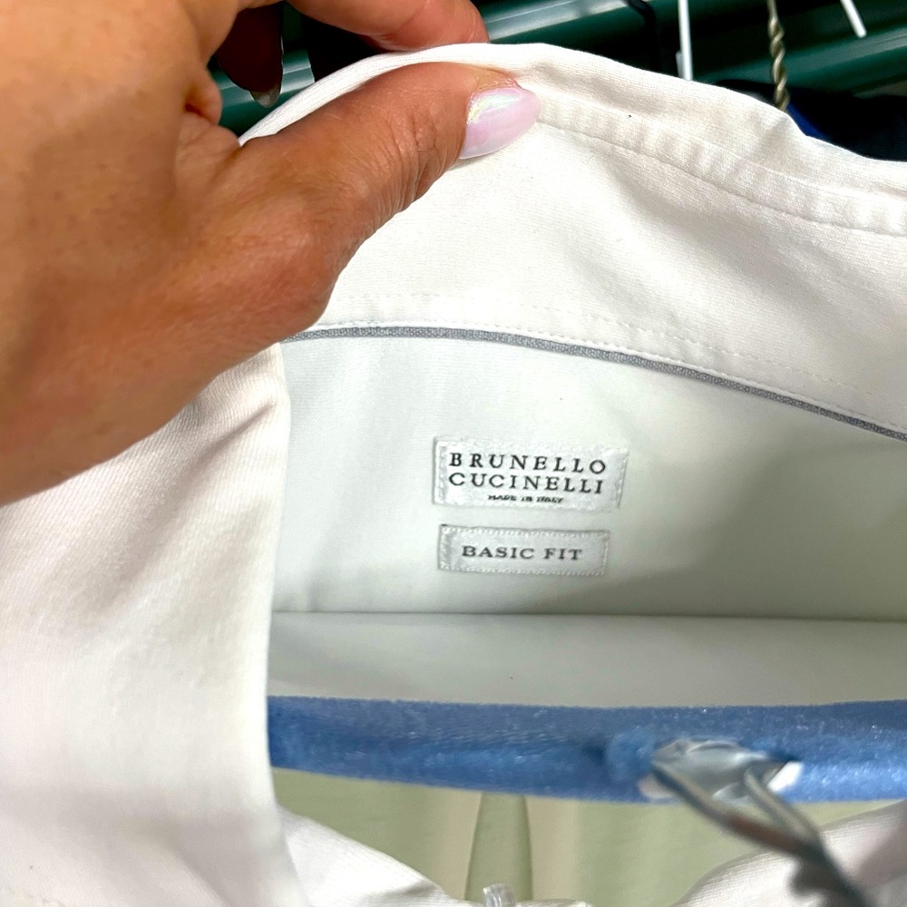 Brunello Cucinelli white long sleeve cotton shirt.